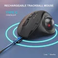 Jomaa Black 2.4G + Bluetooth Wireless Trackball Mouse Rechargeable Rollerball Mice Ergonomic Mice Thumb Control Mouse Gaming. 