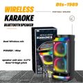 BRODU BTS-1989 WIRELESS 6.5*2 KARAOKE SPEAKER WITH 2 WIRELESS RECHARGEABLE HIGH QUALITY MIC. 