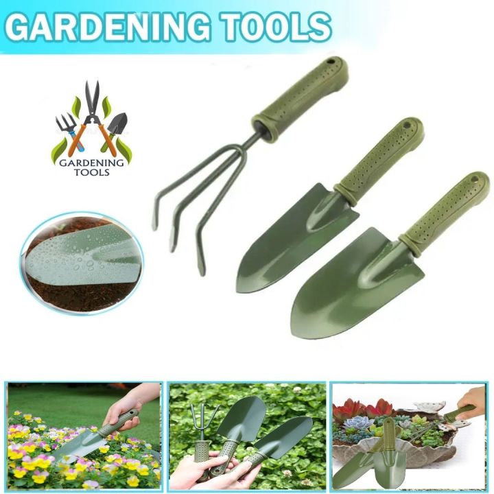 3 Pcs Garden Tools Set Trowel Transplanting Gardening Shovel Tools for Weeding Hand Tilling Rake Garden Set Shovel Mini Agricultural Landscape Accessories