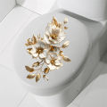 Beautiful Lotus Toilet Sticker Bathroom Toilet Cover Decorative Sticker Waterproof Self Adhesive. 