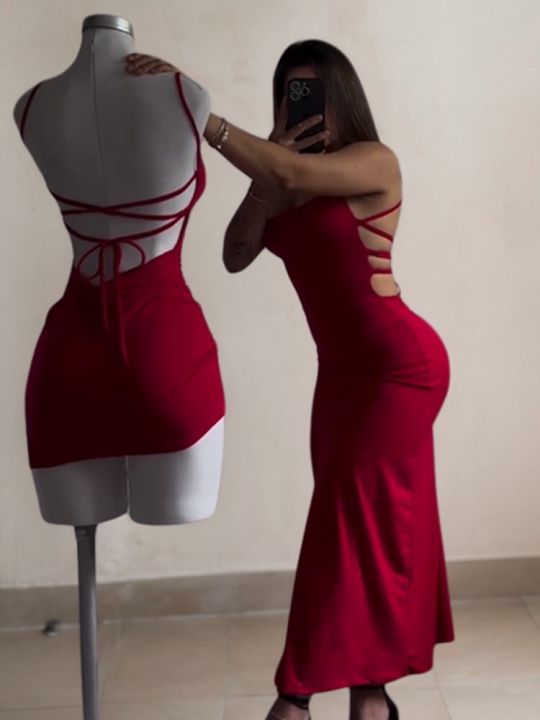 2025%20explosive%20new%20dress%20summer%20high%20sensibility%20halter%20strap%20Spice%20Girl%20bag%20hip%20dress%20-%20Image%206