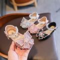 Korean Girls Princess Shoes With Bows Girls' Sandals Sequined Dance Performance Shoes Summer Non-Slip Rubber Comfortable Sandals. 