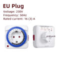EU/US 24 Hours Timer Switch Timer Plug in Mechanical Grounded Programmable Smart Countdown Loop Switch Socket Auto Power off. 