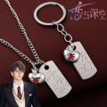2Pcs/Set Game Love and Deepspace Caleb Necklace Keychain Summer Day Apple Clavicle Bag Pendant Women's Jewelry Accessories Gift.