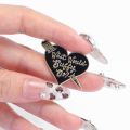 Vintage Punk Alloy Heart Enamel Pins What Would Buffy Do? Classic Black Letter Brooch Clothing Lapel Badge Funny Jewelry Gifts. 