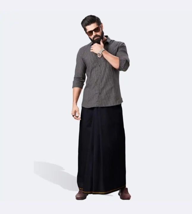 Cotton%20Fabrics%20best%20quality%205hand%20lungi%20white%20/black%20from%20smart%20men%20-%20Image%203
