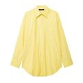 HH Women Yellow Stripe Blouse Pant Suit Loose Long Sleeve Shirt Drawstring Trousers 2024 Female Fashion Streetwear Outfits.
