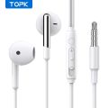 TOPK Earphone In-Ear Volume Control with Microphone 3.5mm Jack Universal for iPhone Android.