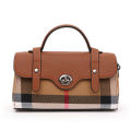 Women's New Style Summer Trendy Casual Versatile Canvas Plaid Small Square Genuine Leather Crossbody Bag. 