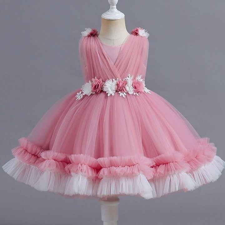 customised pink and white tulle princess frock