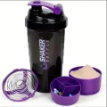 Shaker Bottle With Power Container 2 Tiers Protein Shakes Powder Shaker Bottle Sports Water Bottle Ideal For Sports Gym Fitness. 
