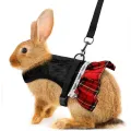 A Pet Product Fashion Festival Formal Dress Style Gold Velvet Rabbit Chest Back Set with Traction Rope. 