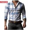 FGKKS 2024 Outdoor Casual Shirt For Men Striped Fashion Slim Top High Quality Design Hot Street Wear Casual Shirt For Men. 