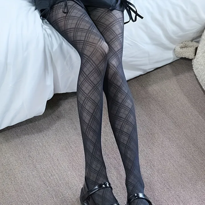 1%20pair%20of%20Sensuous%20women's%20cute%20and%20fashionable%20striped%20slimming%20diamond%20patterned%20stockings%20subculture%20women's%20dark%20pure%20desire%20-%20Image%205
