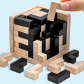 3D Cube Puzzle Luban Interlocking CreativeEducational Wooden Toy Brain lQ Mind EarlyLearning Game Gift For Children Letter 54L.