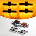 car van jeep Shell 4 Pcs Vip Light Grill Car Police LED Light Strobe Red Blue Emergency Remote Wireless Control Flash Yellow. 