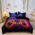 3Pcs Gaming Equipment Pattern - Modern Video Game Controller Mouse Keyboard Headphone Gamepad Print Duvet Cover Bedding Set. 