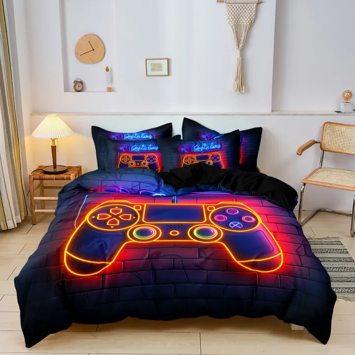 3Pcs%20Gaming%20Equipment%20Pattern%20-%20Modern%20Video%20Game%20Controller%20Mouse%20Keyboard%20Headphone%20Gamepad%20Print%20Duvet%20Cover%20Bedding%20Set%20-%20Image%207