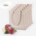 Pack of 5 Cotton Tote Shopping Bags for Women Eco Friendly Reusable 38x42cm Plain Craft and Grocery Bags. 