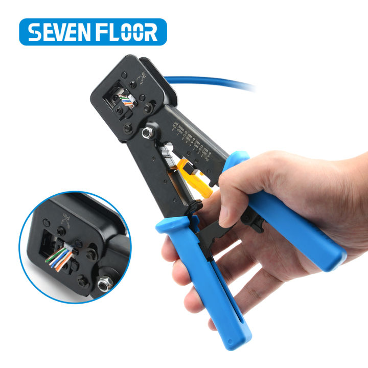 pressing clamp tongs clip multi function pass through RJ45 crimper tool ...
