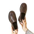 Women's Casual leather Shoes Fashion Thick soled Pumps Solid Color Breathable Loafers Fashion comfort ladies high heels Zapatos. 