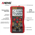 ANENG M118A Digital Mini Multimeter Tester Auto Mmultimetro True Rms Tranistor Meter with NCV Data Hold 6000counts Flashlight. 