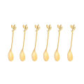 6PCS Creative Personality Stainless Steel Gold Spoons Tree Leaf Spoon Coffee Spoon Tea Spoon Home Restaurant Dessert Cutlery Set. 