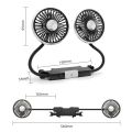 360° Rotation Double Head Car Back Seat Fan 5 Fan Blades 3-speed Wind Adjustment USB Auto Cooling Fans for Summer Car Accessorie. 