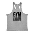 GYM ANIMAL Print Y Back Fitness Stringer Tank Top Mens Cotton Muscle Sleeveless Shirt Bodybuilding Clothing Workout Singlets. 
