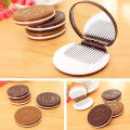 Portable Mini Pocket Mirror With Comb Brown Cute Chocolate Cookie Shaped Design Mirror Makeup Chocolate Folding Comb Makeup Gift. 