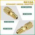 20pcs/set Mini Split R410A R134A Adapters 5/16" 1/4" SAE Plug 1/2" Acme Male To Female Brass Fitting Kit with Valve Core Remover. 