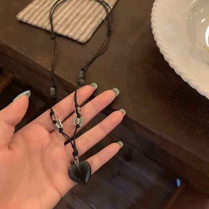 Korean%20beads%20love%20necklace%20dark%20heart%20sweet%20butterfly%20style%20cool%20light%20luxury%20clavicle%20chain%20adjustable%20-%20Image%206