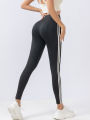 Side-Striped Yoga Pants High Waist Buttocks Abs Fast Dry Breathable Slim Pants.