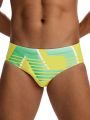 Men's Pattern Graphic Triangle Underwear, Men's Swimsuit, Summer Beach Swimming Shorts. 
