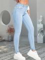 Women Stretch Skinny Jeans Lady Slim Fit Pencil Jeans Girls Leggings Straight Leg Denim Pants Blue Gray Black Sexy Long Trousers. 