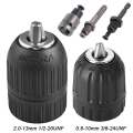 10mm/13mm Keyless Drill Chuck, 1/2in 3/8in Hex Shank/SDS-Plus/Square Quick Grip Adapter, Chuck for Drill Bit Screwdriver&Sockets. 