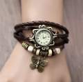 Antique Women Watch Leather Wrapped Bracelet Women Quartz Wristwatch Ladies Clock Gift Watch relojes de mujer. 