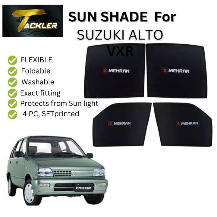 side window high quality sunshade for Suzuki Alto MEHRAN, MEHRAN LOGO PRINTED 4PC SET FOR ALL MODELS OF MEHRAN