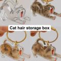 New Transparent Cat Hair Storage Keychain Stretching Lying Style Cute Animal Key Ring Durable Golden Hook Decorative Gift. 