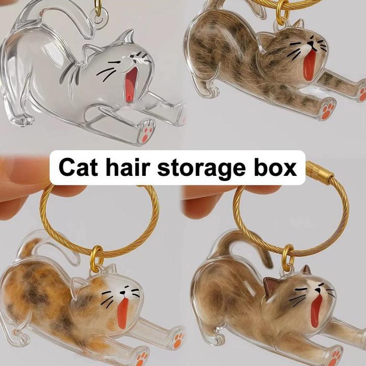 New%20Transparent%20Cat%20Hair%20Storage%20Keychain%20Stretching%20Lying%20Style%20Cute%20Animal%20Key%20Ring%20Durable%20Golden%20Hook%20Decorative%20Gift%20-%20Image%202