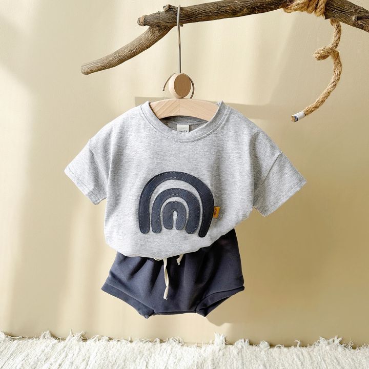 Infant%20Suit%20Baby%20Boy%20Clothes%20Girls%20Set%20Summer%202Pcs%20Newborn%20Baby%20Clothing%20Leisure%20Vacation%20Rainbow%20Patchwork%20T-shirt+Beach%20Shorts%20-%20Image%206