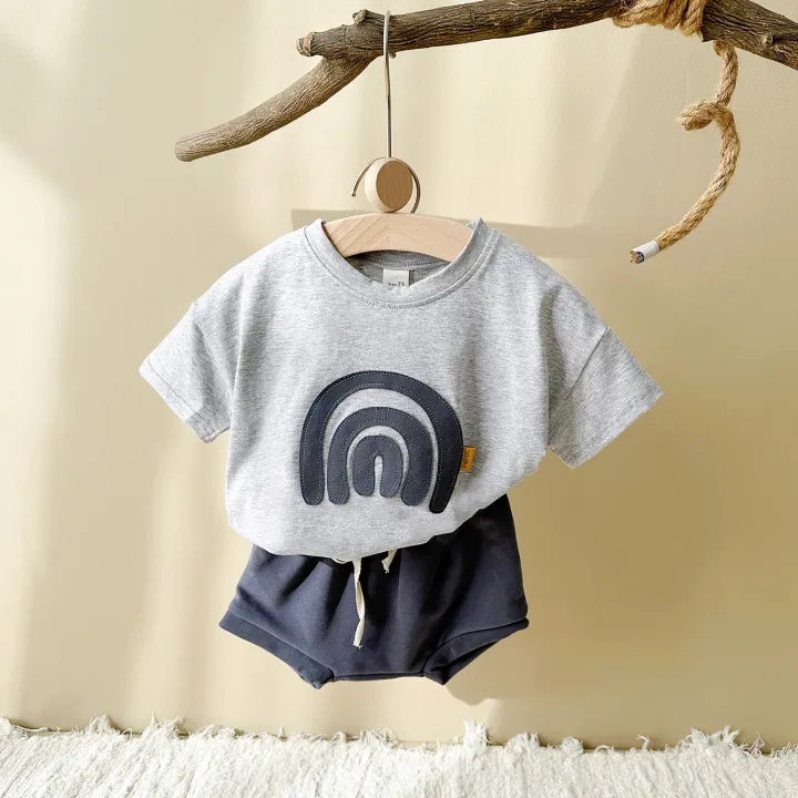 Infant%20Suit%20Baby%20Boy%20Clothes%20Girls%20Set%20Summer%202Pcs%20Newborn%20Baby%20Clothing%20Leisure%20Vacation%20Rainbow%20Patchwork%20T-shirt+Beach%20Shorts%20-%20Image%206