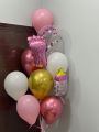 Baby girl announcement balloons pink and golden 10pieces. 