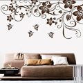 Wall Sticker Brown Flower Vine DIY Wall Sticker Decor For Home. 