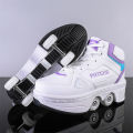Boys Girls Rage Shoes Four Wheel Student Edition Kids Roller Skating Shoes with Retractable Wheels Adult Walking Skating Shoe. 