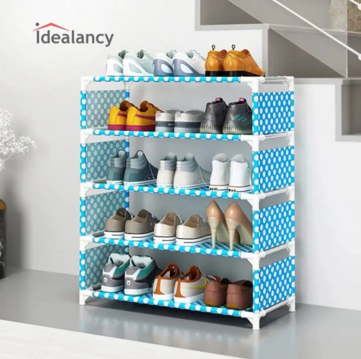 5 Layer Shoe Rack Tier Colored Stainless Steel Stackable Shoes ...