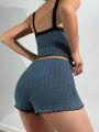 Summer Sling Pajamas Set for Women Sleepwear Homewear Female Sense Lace Crop Tops and Shorts Pijamas Loungewear.