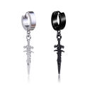 2pcs Stainless Steel Dragon Coil Sword Pendant Drop Hoop Earrings Unique Punk Hip Hop Style for Men Women Daily Wear Jewelry.