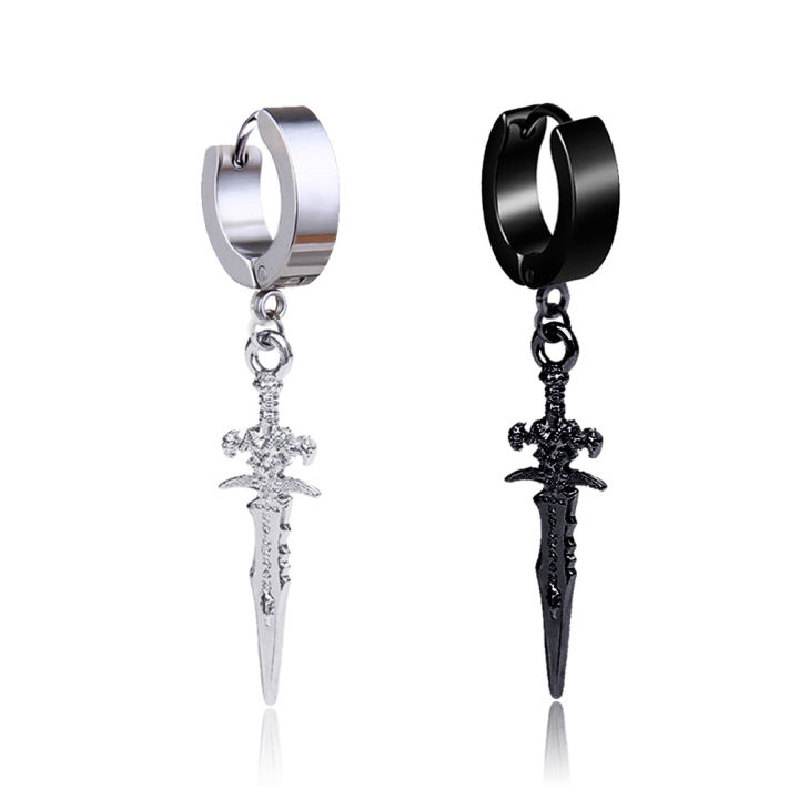 2pcs%20Stainless%20Steel%20Dragon%20Coil%20Sword%20Pendant%20Drop%20Hoop%20Earrings%20Unique%20Punk%20Hip%20Hop%20Style%20for%20Men%20Women%20Daily%20Wear%20Jewelry%20-%20Image%207