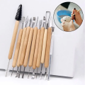 11pcs/set Pottery Tools Wood Double-Ended Wire Knife For Clay Repair, Clay Sculpture Carving Tool Set Ceramic Polymer carveKit.